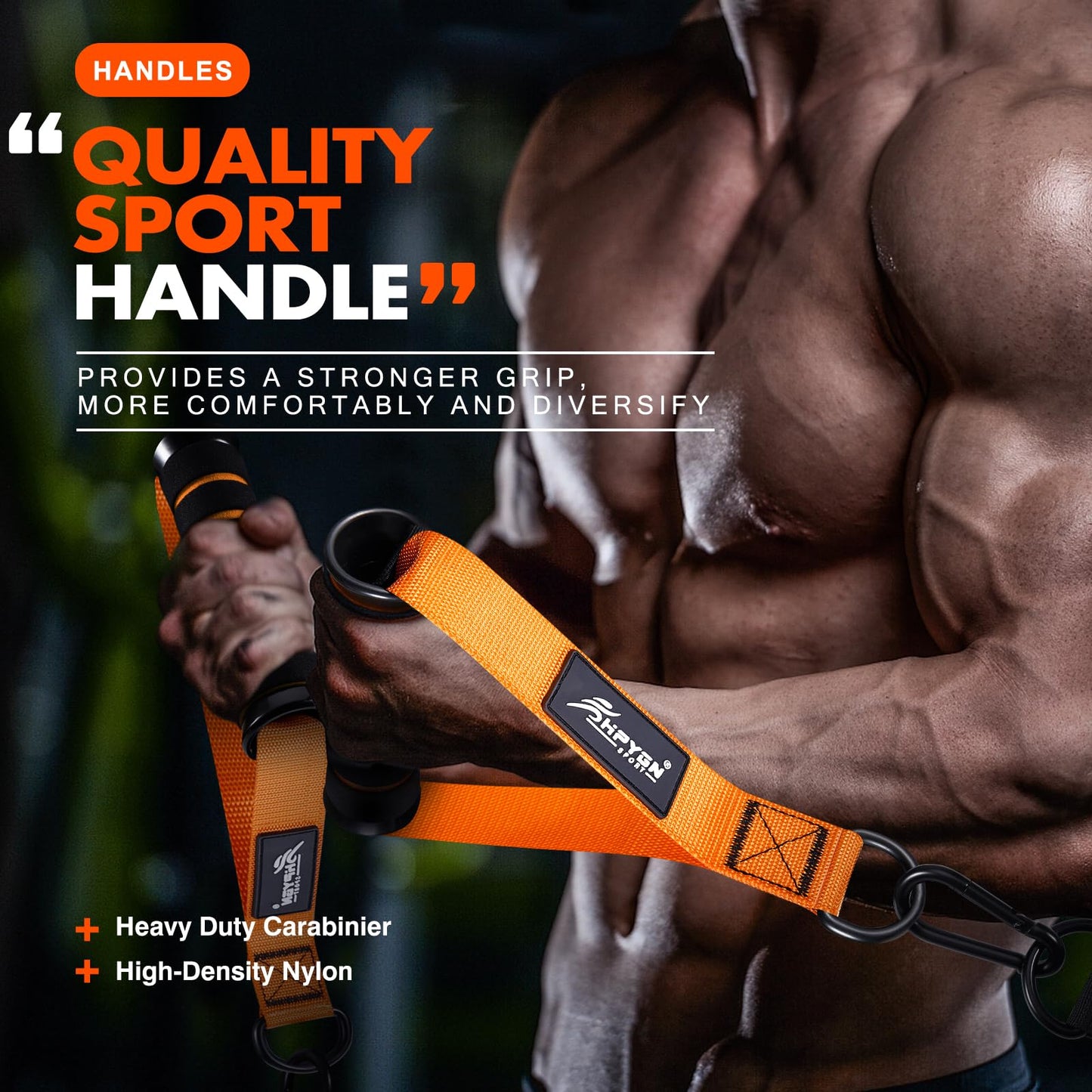 HPYGN Exercise Handles, Gym Replacement Handle Attachments for Cable Machine Pulleys, Resistance Band and Strength Trainer, Pull Down Workout Accessories, Home Gym Add On Equipment