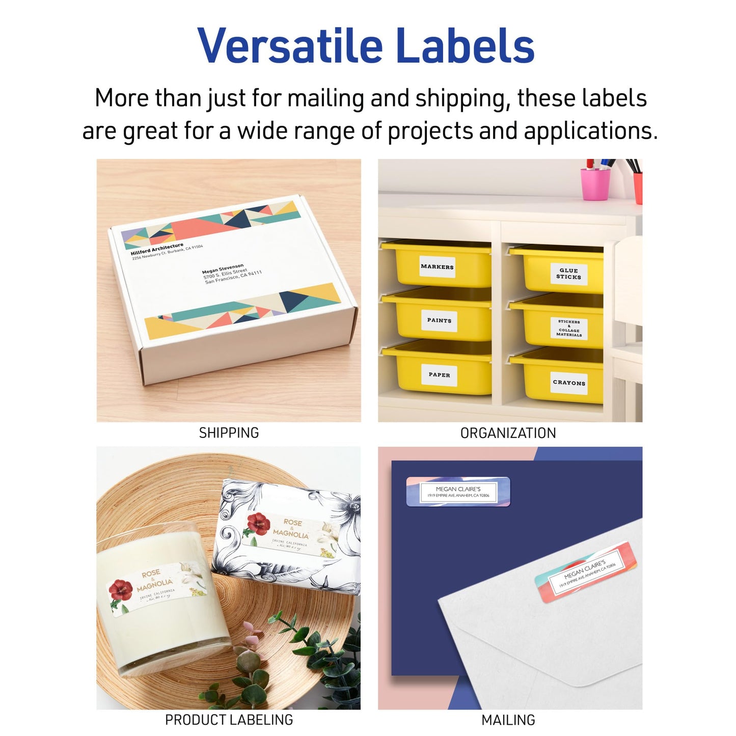 Avery Half-Sheet Printable Shipping Labels, 5.5" x 8.5" Customizable Stickers, White, 50 per Pack, 100 Blank Mailing Labels Total, Great for Mailing, Shipping, Organizing, and More (2-Pack of 8126)