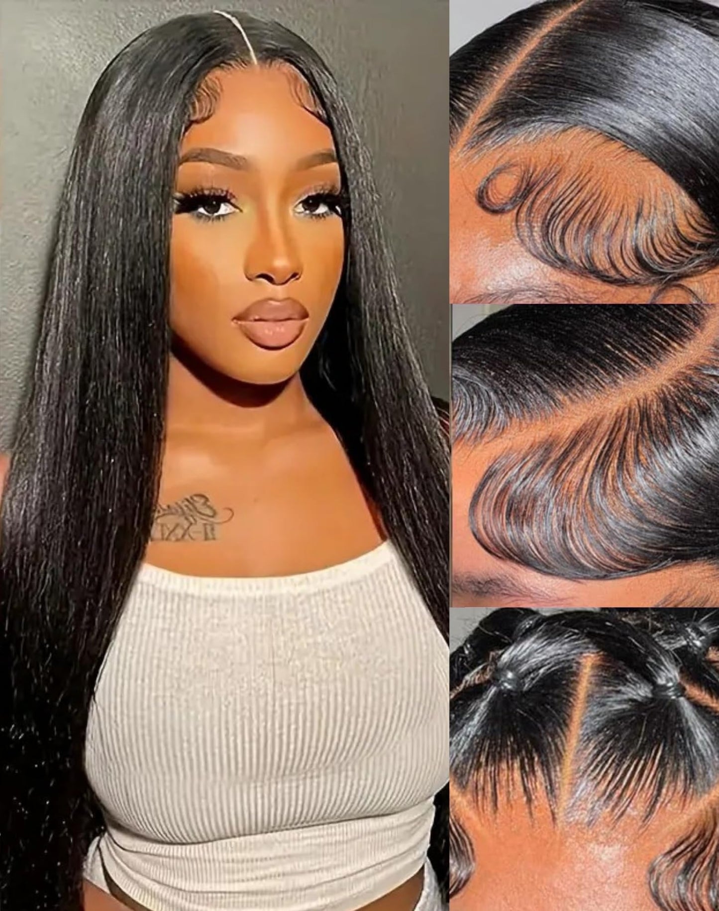 Amyes Straight Lace Front Wigs Human Hair Pre Plucked 13x4 HD Lace Front Wigs 200% Density Glueless Wigs for Black Women Natural
