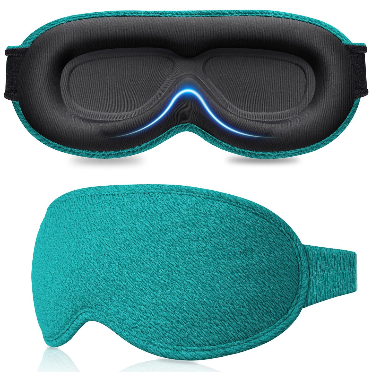Gritin 100% Blackout Sleep Eye Mask for Women Men,Zero Eye Pressure Sleeping Mask-Ergonomic Design 3D Cutout Eye Movement and Eyelash Friendly Night Blindfold,Soft&Comfortable for Sleeping-Navy Blue