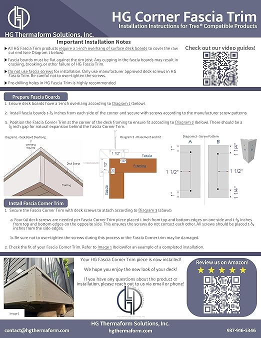 Cinnamon Cove,12-Inch Composite Deck Corner Fascia Trim - HG Thermaform, Made for Trex Decks, OEM Materials, Easy Installation, Sold Individually