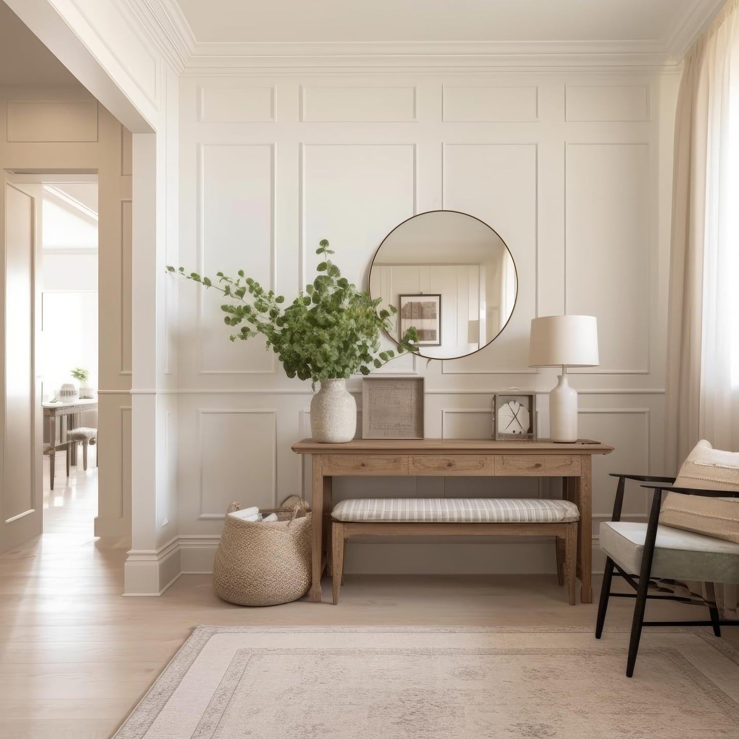 ANDY STAR Gold Round Mirror, 24’’ Brushed Gold Circle Bathroom Mirrors in Stainless Steel Metal Frame 1" Deep Set Design