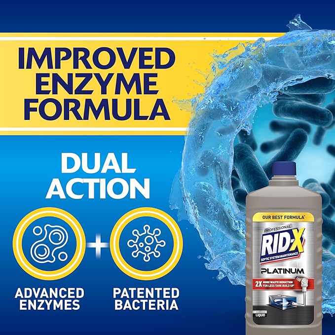 RID-X Septic Tank Treatment Platinum Liquid 6 Month Supply – Our Best Formula with x2 More Waste Reduction