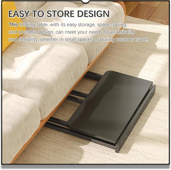 4NM 31.5" Mobile Small Folding Desk, Foldable Rolling Computer Home Office Desk, Study Writing Table for Small Space Saving Bedroom, with Wheels - All Black