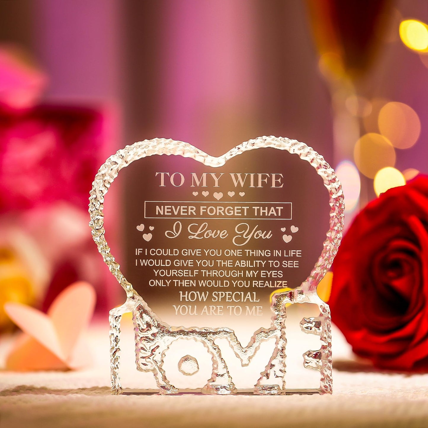 ZHSHWATGifts for Wife, I Love You for Her Crystal Keepsake Wife Gifts from Husband Anniversary Birthday Presents for Her Women