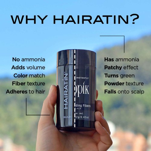 HAIRATIN Building Fibers for Thinning Hair, Dark Brown, 28G - Achieve Fuller, Natural Looking Results, Instantly Conceals Hair Loss in 10 Seconds, Thickener & Bald Spot Cover Up for Men & Women
