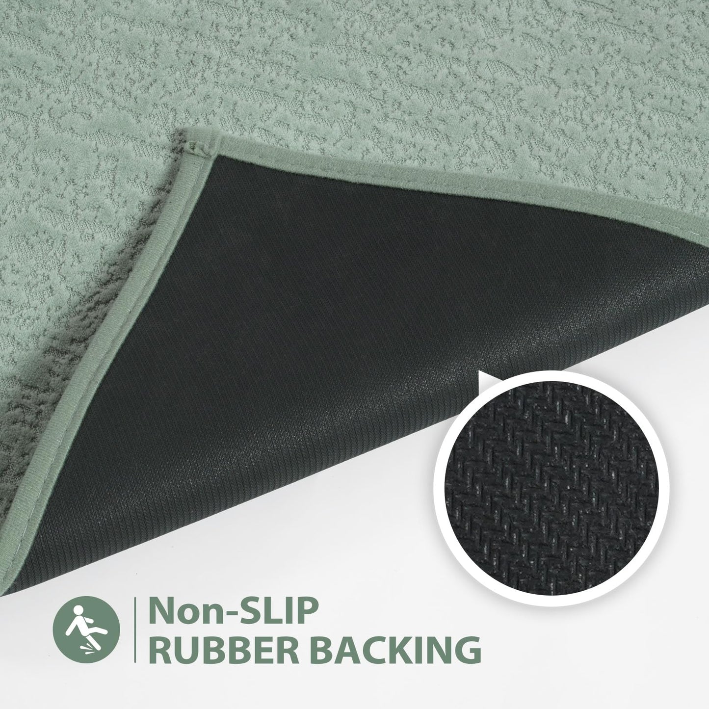 Uphome Bath Mat,Ultra Thin Bathroom Rugs,Rubber Bath Mats for Bathroom,No Slip Bath Rugs,Quick Dry,Machine Washable,Low Pile,Absorbent,for Bath Sink Tub Shower,Green,20x30 Inch