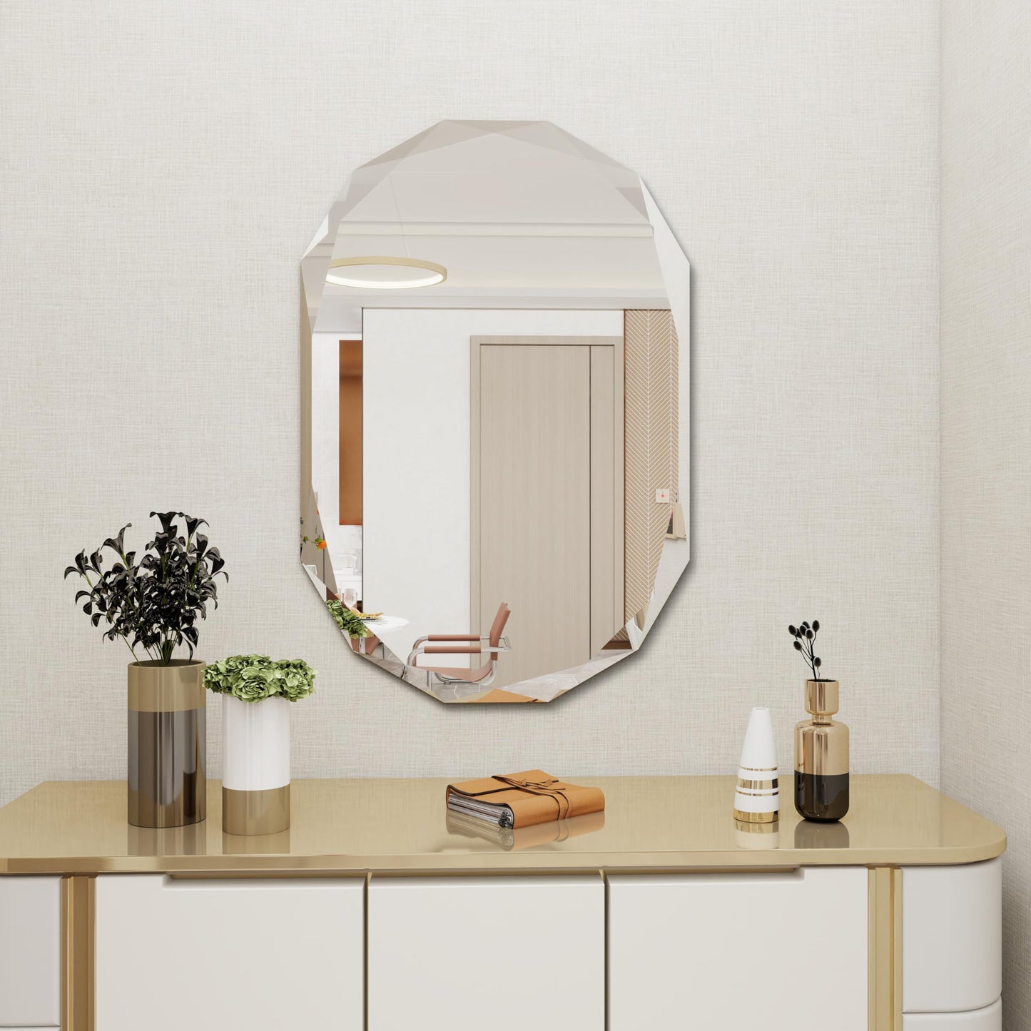 Beveled Bathroom Mirror, 30X42 Inch Single Beveled Edge Frameless, Beveled Edge Mirror，for Living Room Bedroom Entryway Mantel Hallway Decoration, Hang Horizontally or Vertically (30 * 42inch)