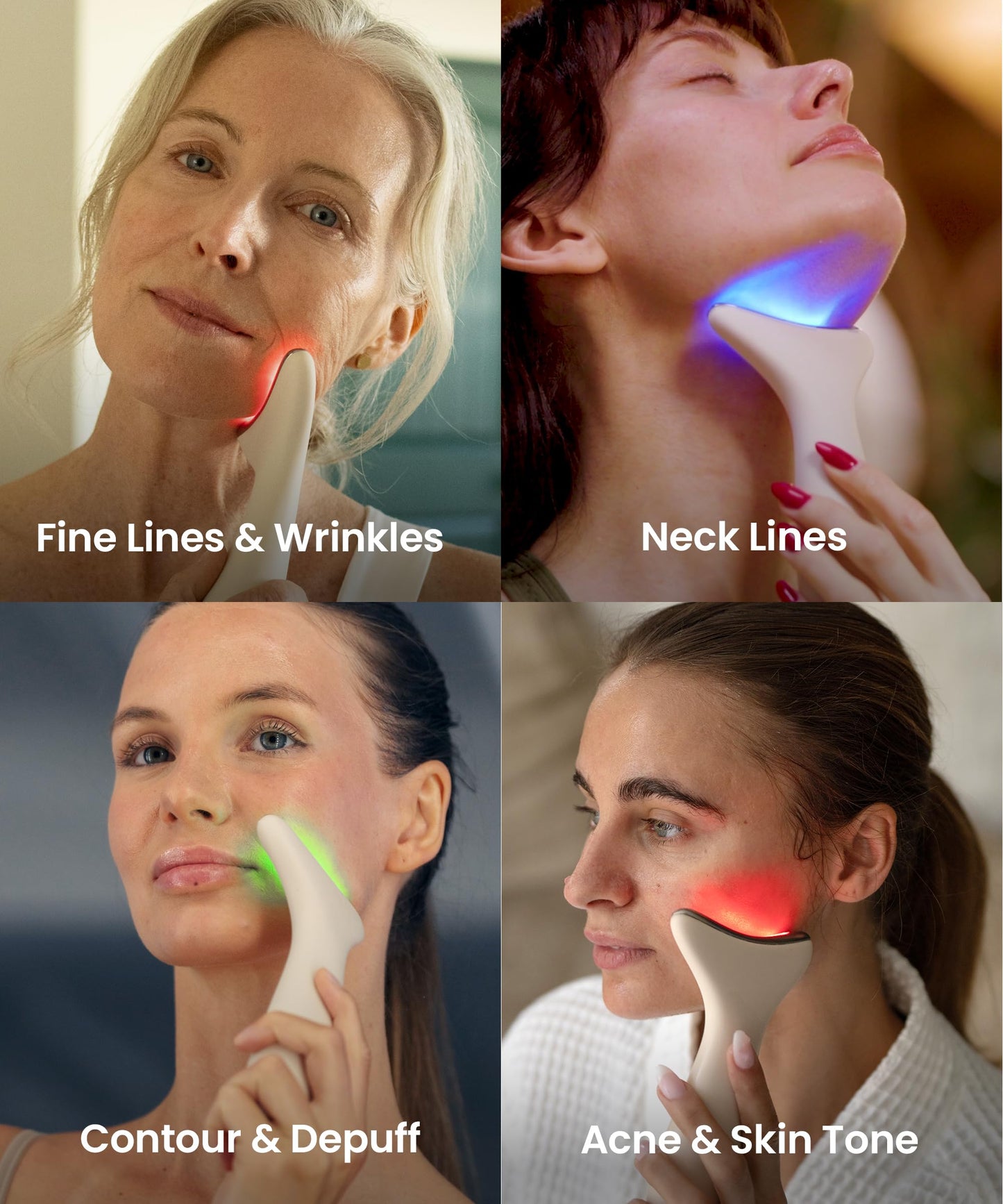 REVO Genie | Face & Neck Beauty Massager with Ultra Powerful LEDs for Wrinkles, Fine Lines, Puffy Skin, Uneven Skin Tone, Lympha