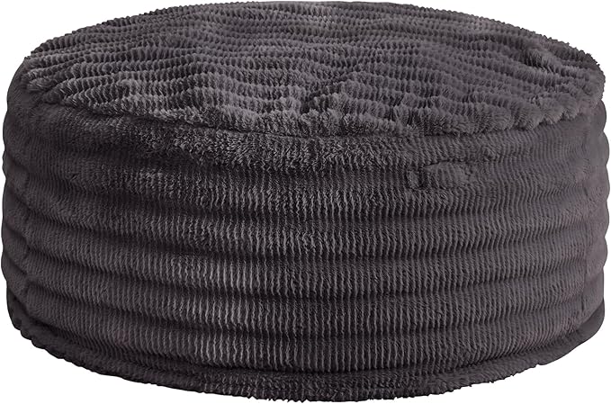 Hobestluk Bean Bag Chairs Beanbag Chair with Filler Adult Bean Bags with Fluffy Ripple Cover, Giant Bean Bag Chairs for Adults (Dark Grey, 4FT - 44" x 44" x 24")