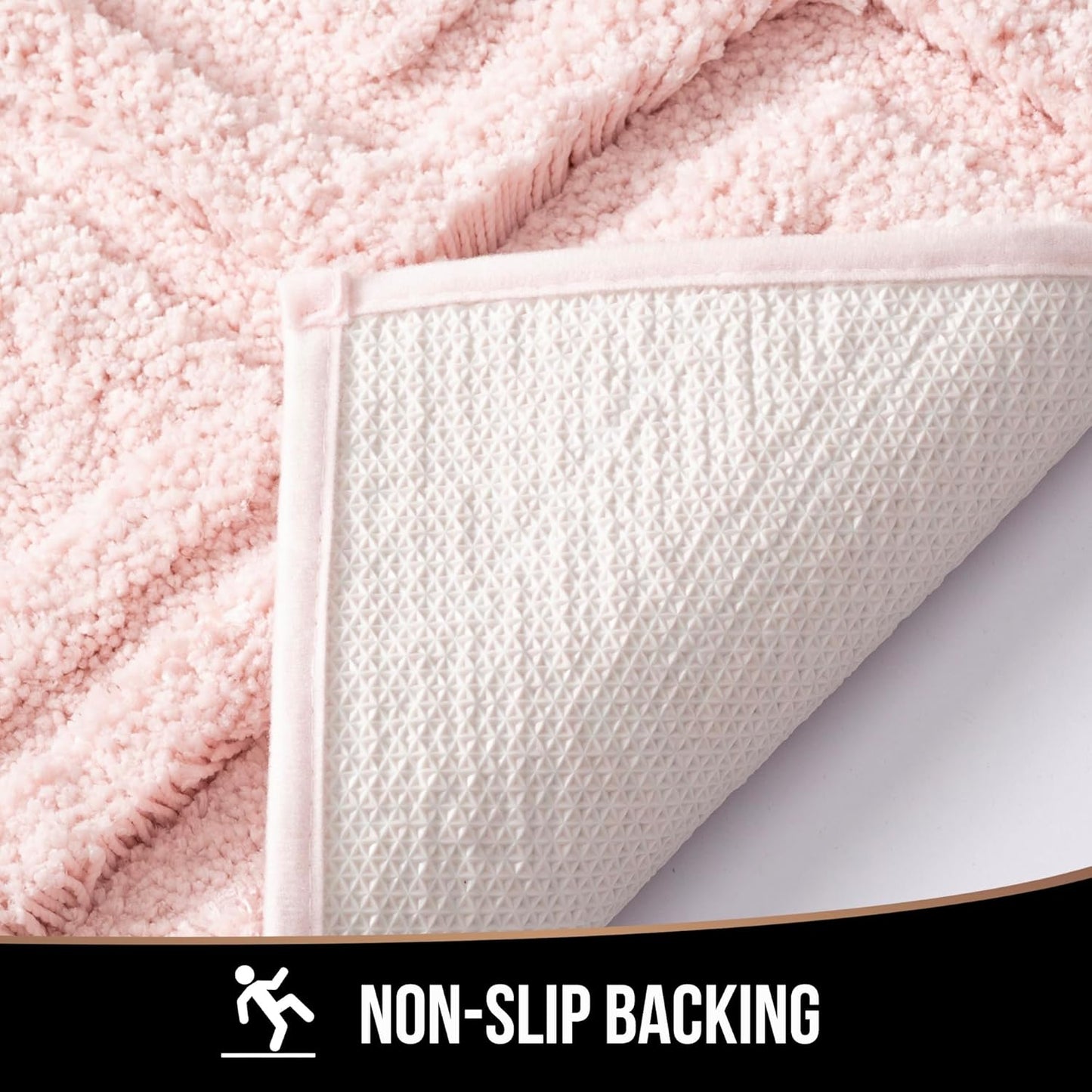 Bath Mat & Bathroom-Rugs 36x24, Ultra Soft Machine Washable Microfiber Bath Mat, Absorbent Quick Dry Non Slip Rug for Bathroom Floor, Tub and Shower, Pink