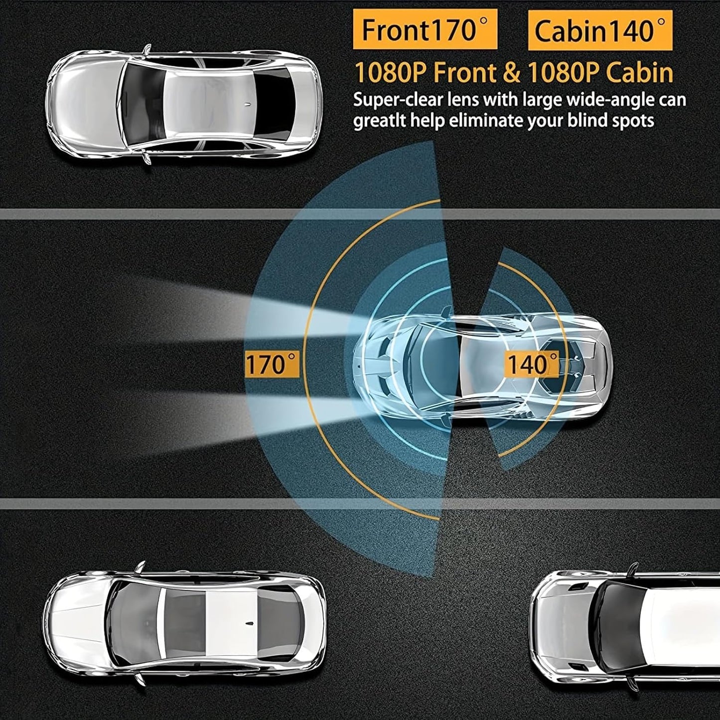 Dash Camera Front And Inside, 3.16Inch Dash Cam 1080P, G Sensor Hd Night Vision Loop Recording Wide Angle Car Dvr (Front And Ins