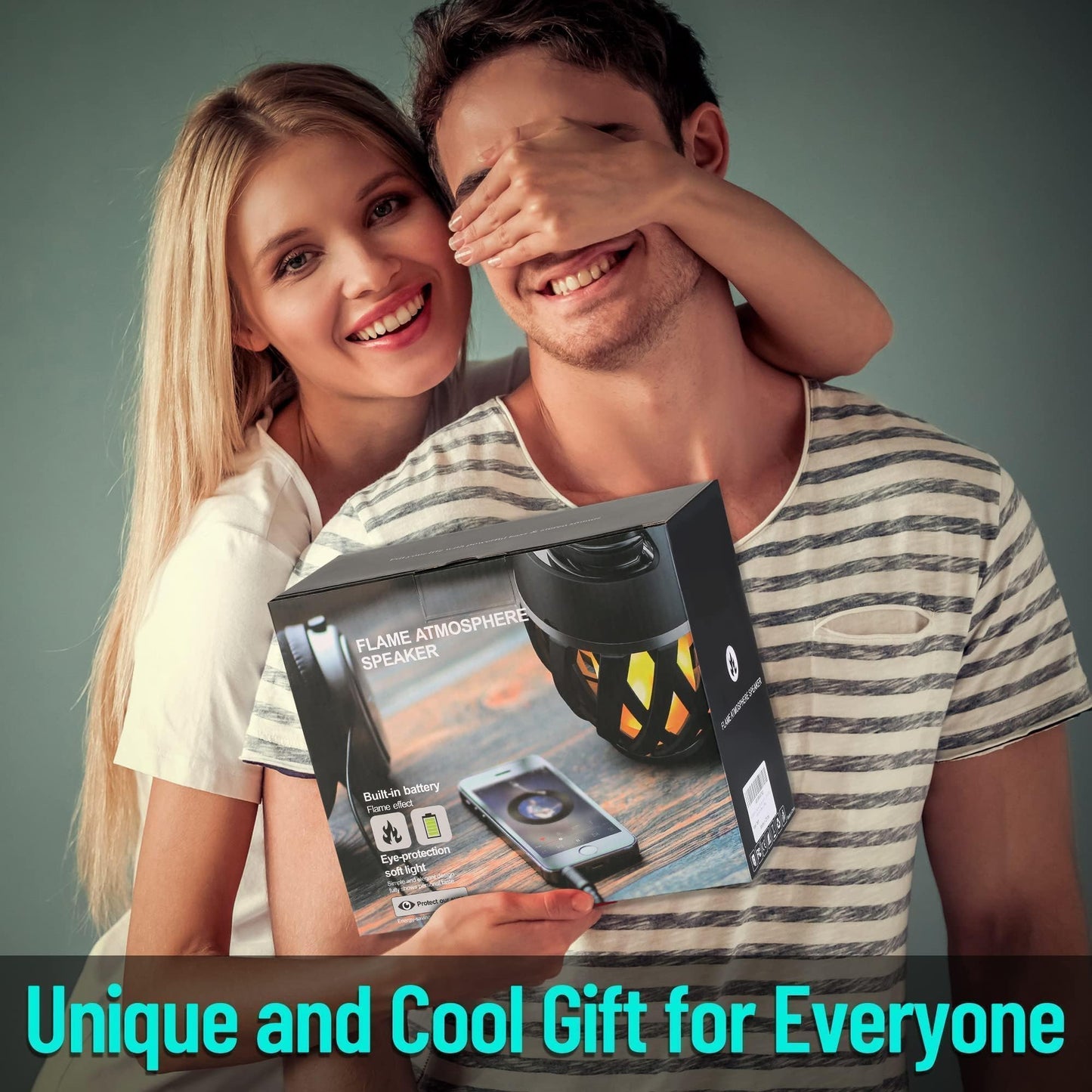 INSSISAIN 2 Pack Outdoor Bluetooth Speakers Waterproof Wireless, Birthday Gifts for Men Dad, LED Flame Ambient Light, Camping Patio Accessories, Unique Gifts for Him Husband Boyfriend Dad Gifts
