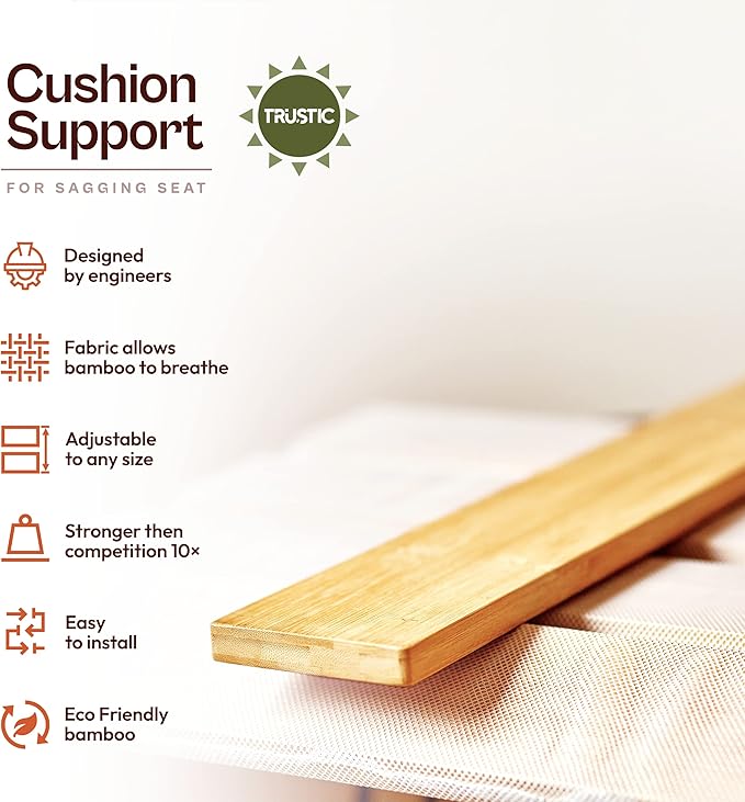Trustic Armchair Cushion Support for Sagging Seat [ 21 x 22], Chair Saver, Sag Away Solution, Under Cushion Adjustable Bamboo Board Inserts, Heavy Duty, Extra Sturdy, and Thick 0.47"