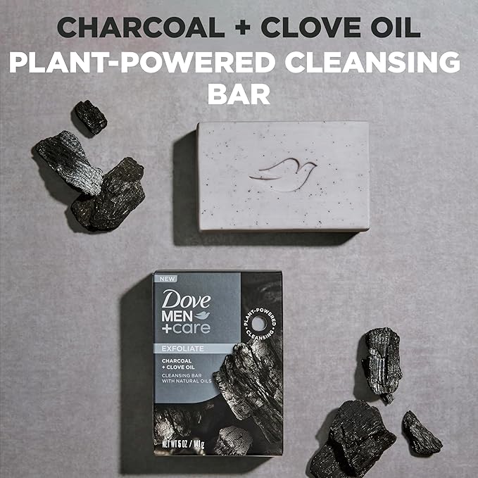 Dove Men+Care Cleansing Soap Bar 4 Count to Rebuild Skin in the Shower Mixed Formulated Plant Based Ingredients 3.51 Oz