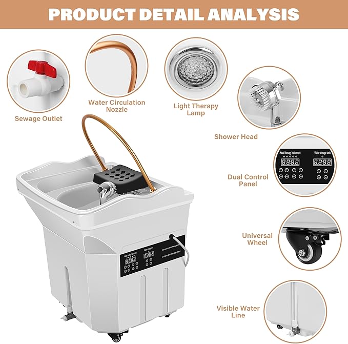 Head Spa Equipment with 60L Water Storage Tank, All-in-One 3-Mode Waterfall & Warm Steam Hair Wash Sink for Scalp Care & Relaxation