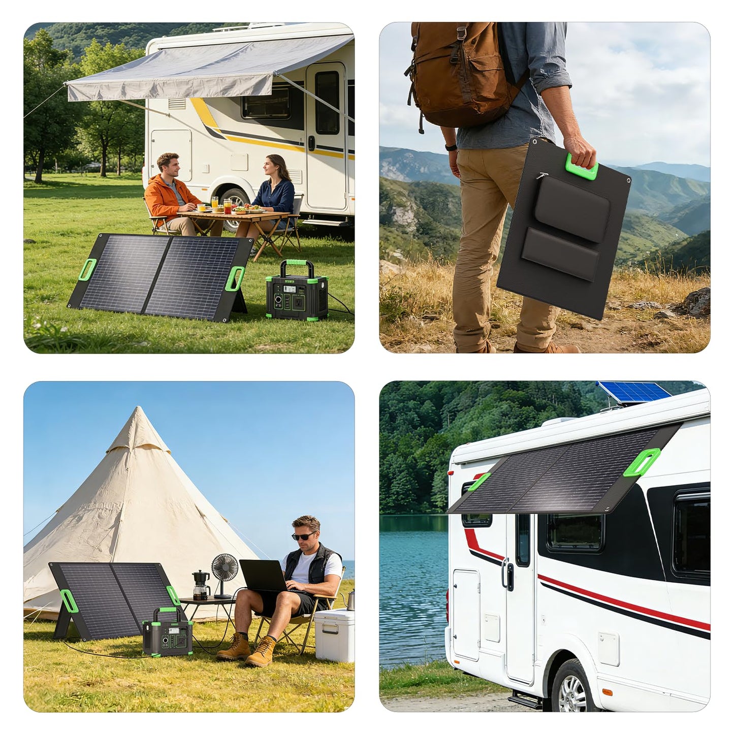 100W Portable Solar Panel for Power Station Generator, 23.5% High Efficiency ETFE 18V Foldable Solar Charger for Outdoor Camping RV Offgrid