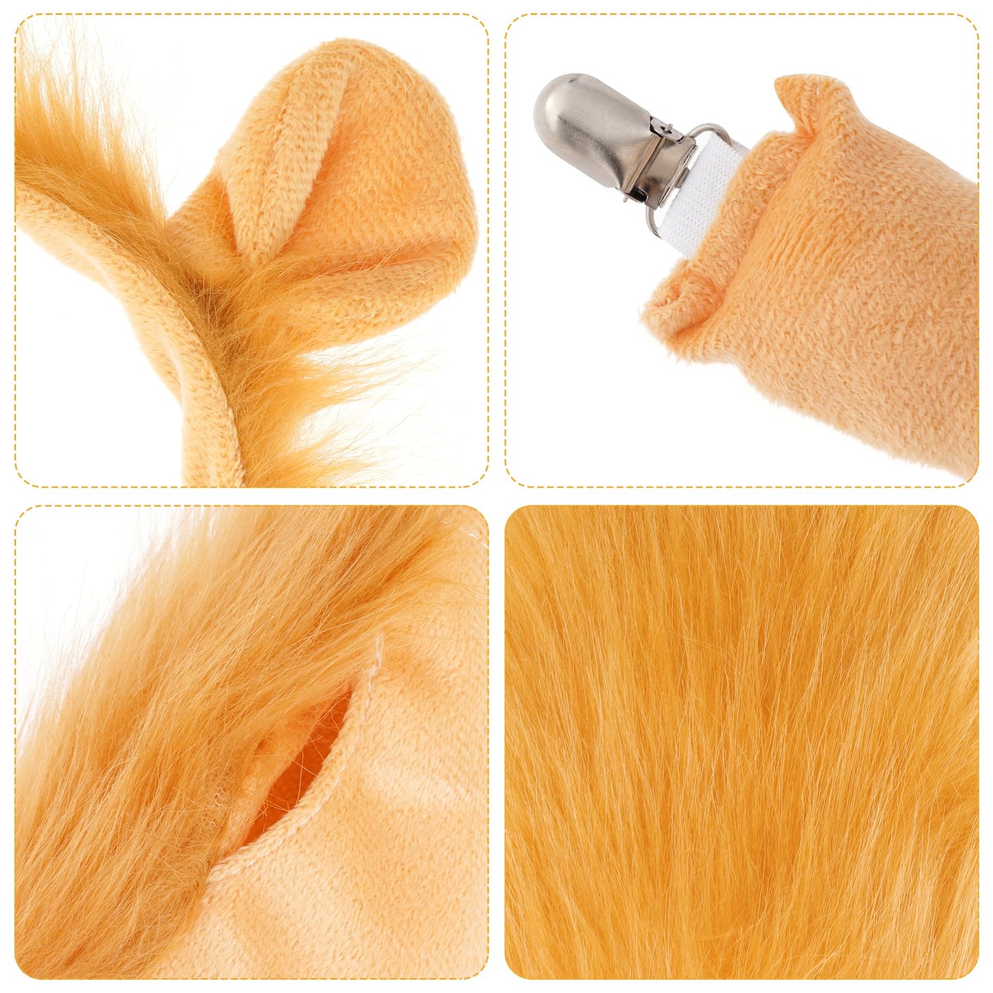 Dxhycc Lion Costume Set Lion Ears Headband, Paw Gloves and Tails for Halloween Dress-Up Accessory Kit