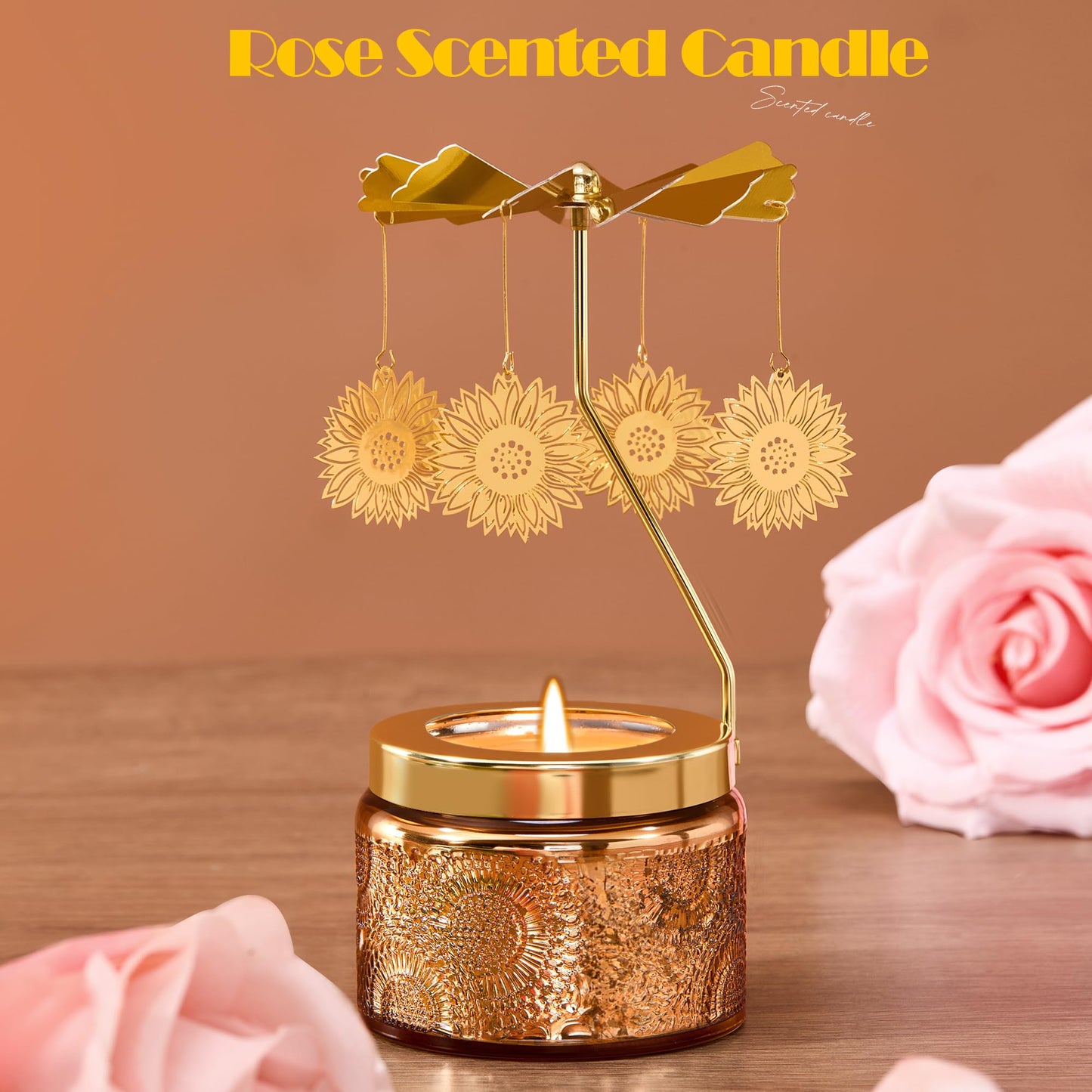 Gifts for Women, Sunflower Gifts for Women, Funny Birthday Gift for Mom, Grandma, Rotating Scented Candles Gift for Sisters Friend, Anniversary Presents for Her Wife Girlfriend