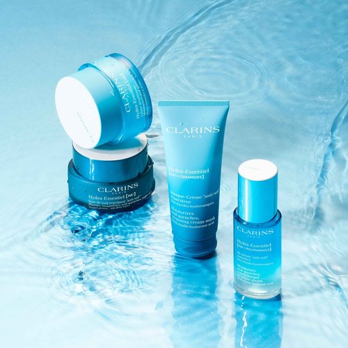 Clarins Hydra-Essentiel Bi-Phase Face Serum | Intense Hydrating Serum| 60 Seconds to Plumper Skin* | 24H Hydration* | Double Dose Of Hyaluronic Acid | Lightweight | All Skin Types | 1 Fl Ounce