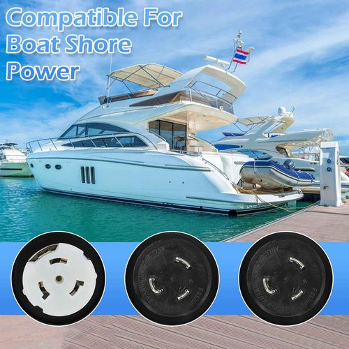 NEMA (2) L5-30P to SS2-50R Shore Power Splitter, ZDHQLHJ 30A L5-30P Male Plug to Marine 50A SS2-50R Female Connector with Locking Ring, RV Generator Marine Shore Power Cord Adapter