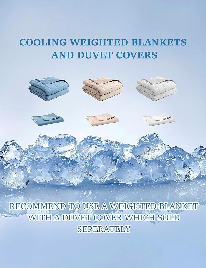 BB BLINBLIN Cooling Weighted Blanket Heavy Blanket, Calm and Sleep, Premium Soft and Comfortable Material and Glass Beads (Light Grey, 60''x80'' 20lbs), Suit for Adult(~190lb) Use on Queen/King Bed