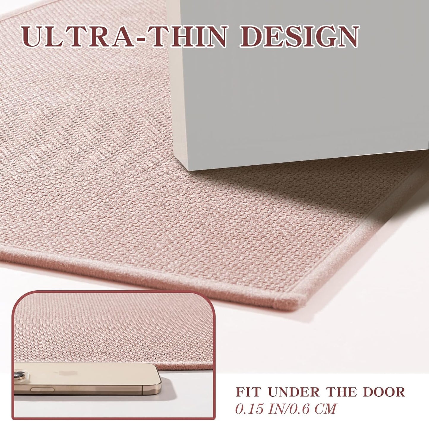 chakme Bathroom Rugs Mat 32x17, Ultra Thin Non Slip Bath Mat Quick Dry Absorbent Bath Mat for Bathroom Floor, (Pink, 32"x17")