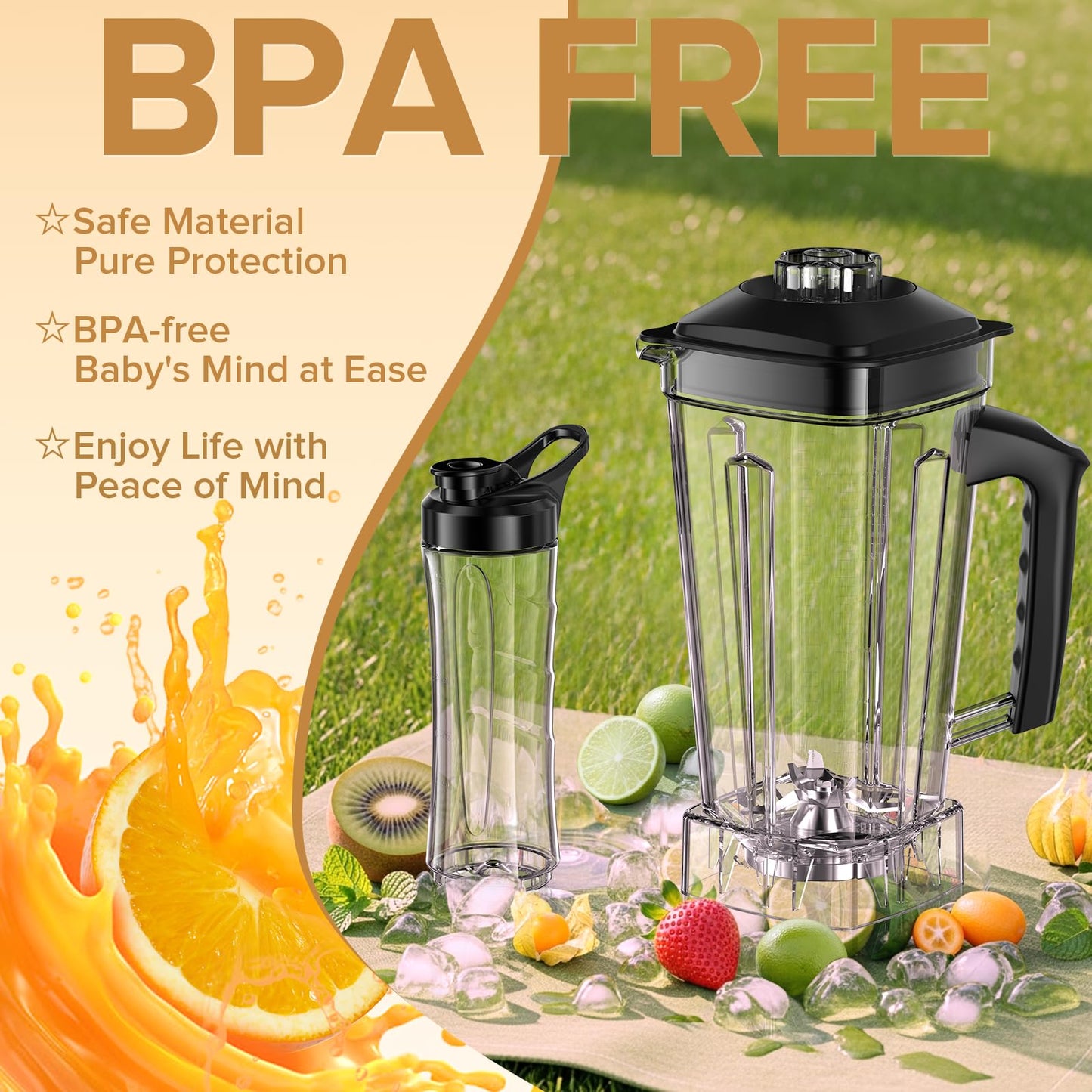 Blenders for Kitchen, 1800W High Speed Smoothie Maker with 68oz Large Pitcher, 20oz Travel Cup, Pulse Self-Cleaning & Overheat Protection, Red
