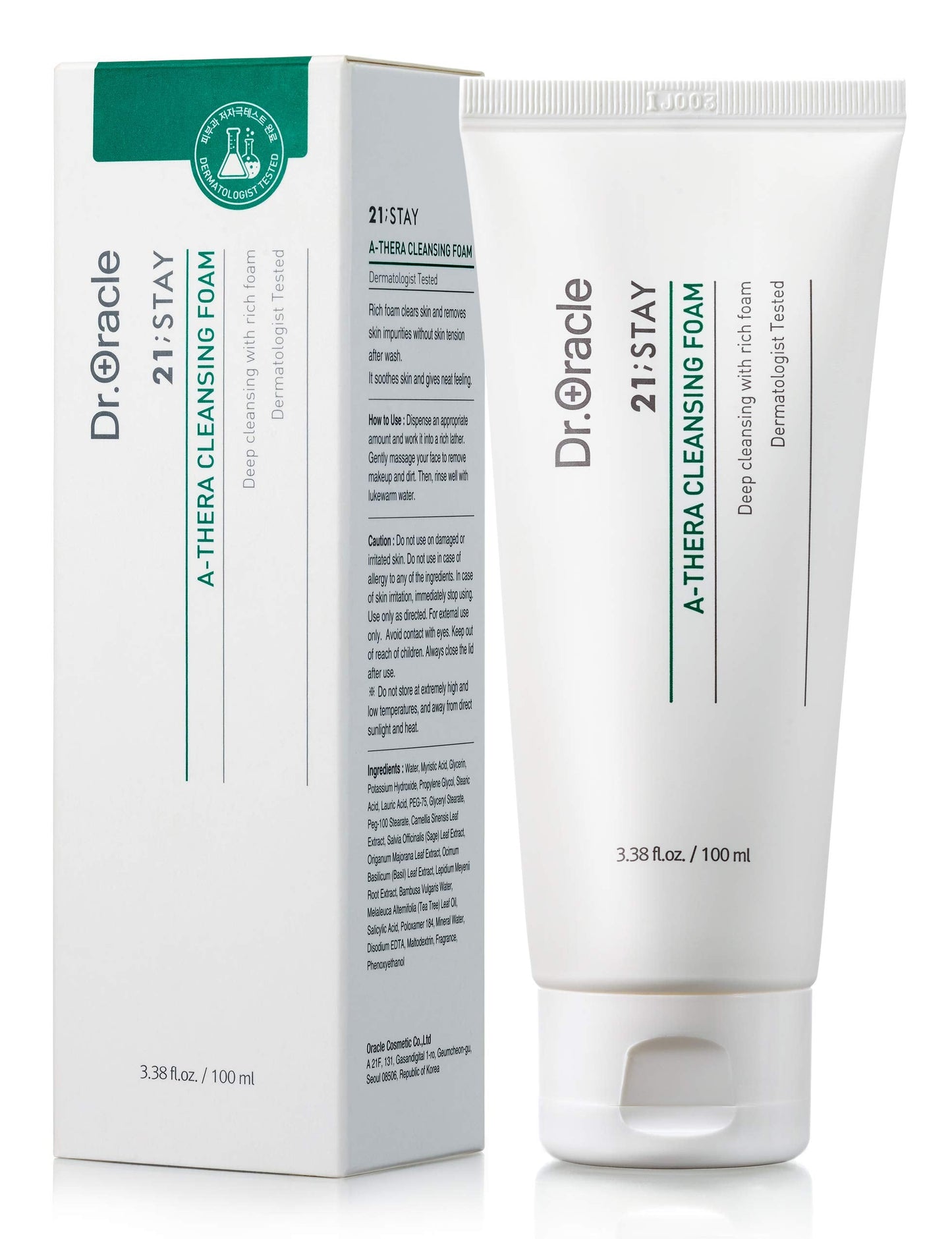 DR.ORACLE 21 Stay A-Thera Cleansing Foam - Tea Tree Oil & Salicylic Acid Cleanser for Hormonal Acne, Pore Deep Cleansing Foam, K