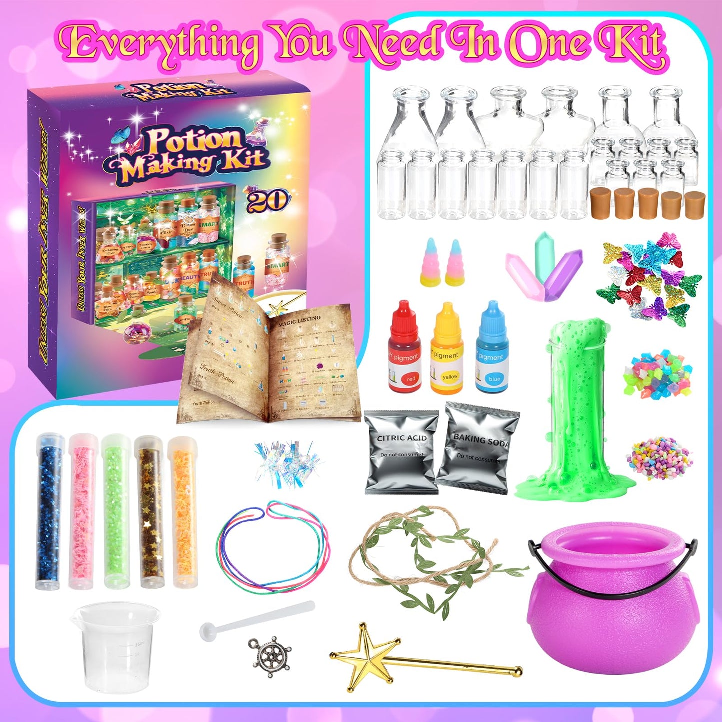 INNOCHEER Potion Kits for Kids Toys, Kids Potion Making Kit with Halloween Tablecloth, Birthday Toys for 6 7 8 9 10+ Year Old Girls