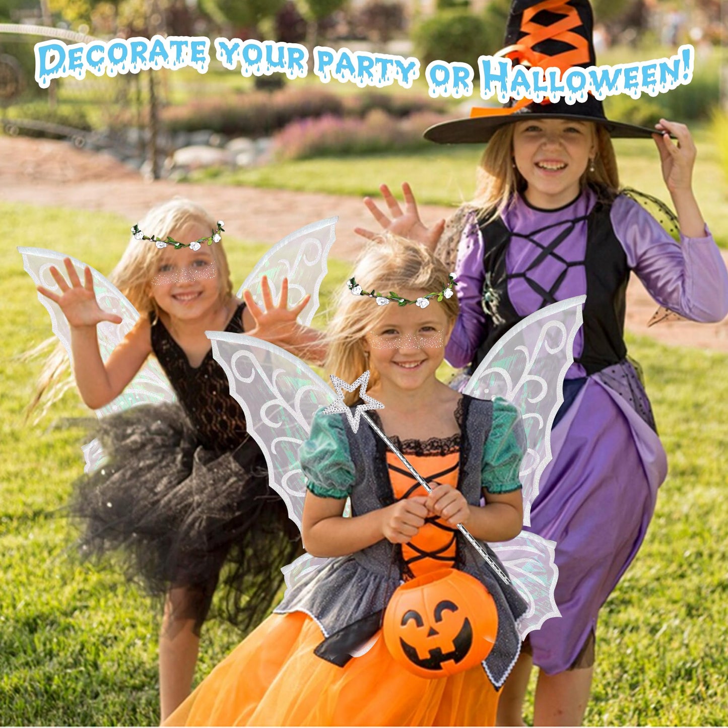 U-Zomir Fairy Wings Costume for Women and Girls, Sparkle Butterfly Angel Wings Halloween Costume Dress up Cosplay Party Favor