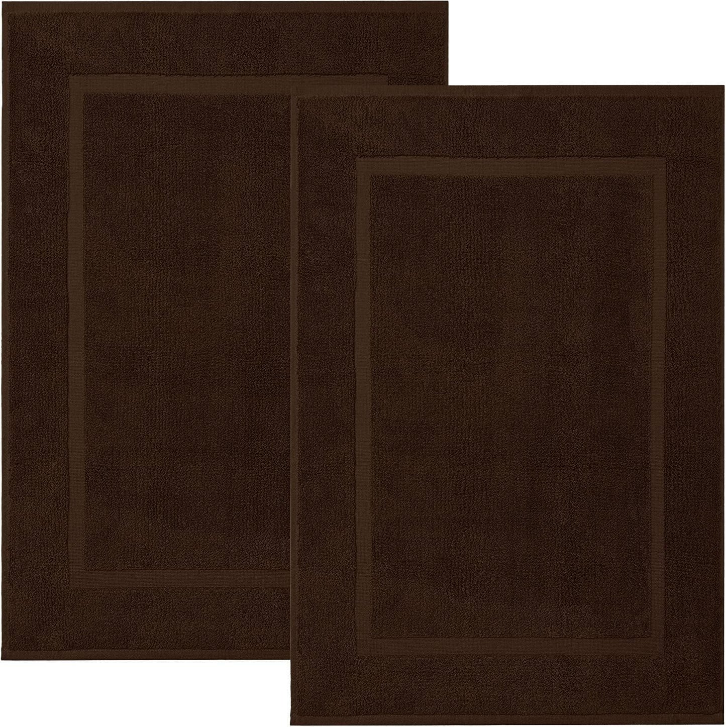 DAN RIVER Classic Cotton Bath Mats Set of 2 – Not a Bathroom Rug, Ultra Soft, Highly Absorbent & Machine Washable Bath Mat Towel for Bathroom Floor Mat – Durable, Quick-Dry, 21x34 Inches, Brown