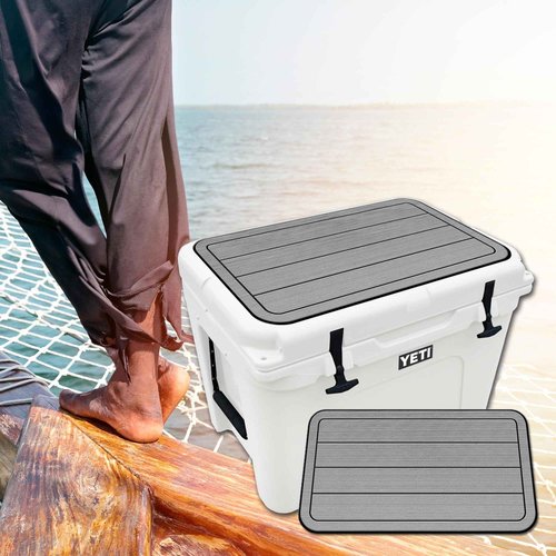 USATuff SeaDek EVA Mat Cooler Pad fits YETI 45 Tundra | Peel & Stick Application | Non Slip Comfort Accessories - Teak Lines (StormGray-Black)