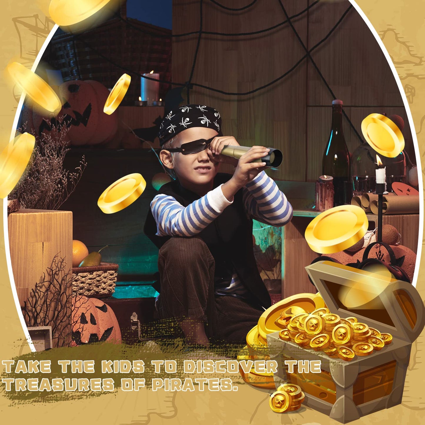 Deekin 12 Pcs Pirate Telescope Bulk for Kids Pirate Party Favors Toys Games Telescope Toddler Spyglass Mini Treasure Hunt for Boat Halloween Birthday Party Decorations
