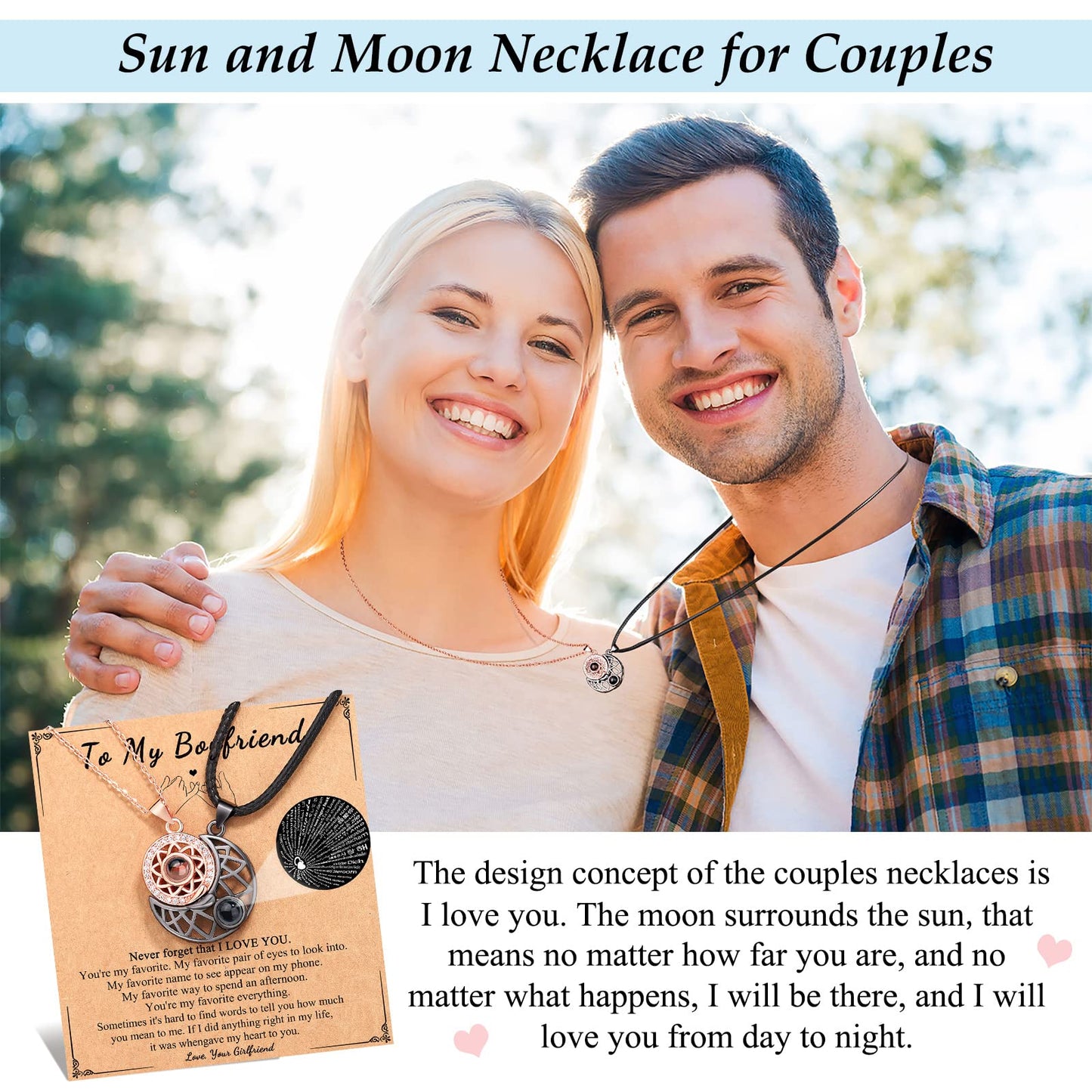 UPROMI Necklace for Boyfriend BF Meaningful Cute Anniversary Valentines Christmas Long Distance Relationship Gifts