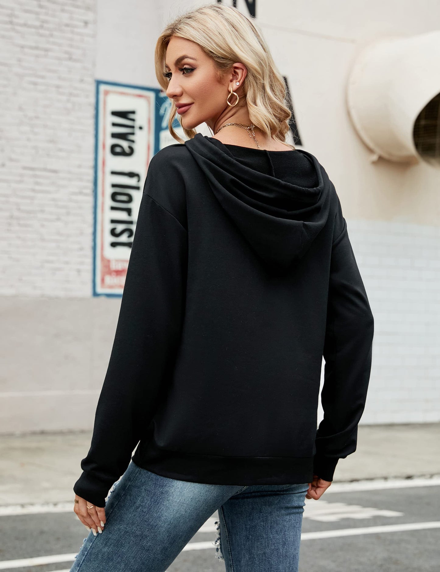 Blooming Jelly Women's Halloween Sweatshirts Skull Graphic Hoodies Long Sleeve Pullover Gothic Fall Trendy Outfits 2024 (Large, Black Hoodie-2)