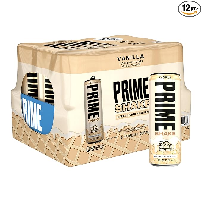 PRIME Protein Shake, Vanilla, 32g Protein for Muscle Support & Recovery, Ultra-Filtered Milk, Lactose Free, Low Sugar, Low...