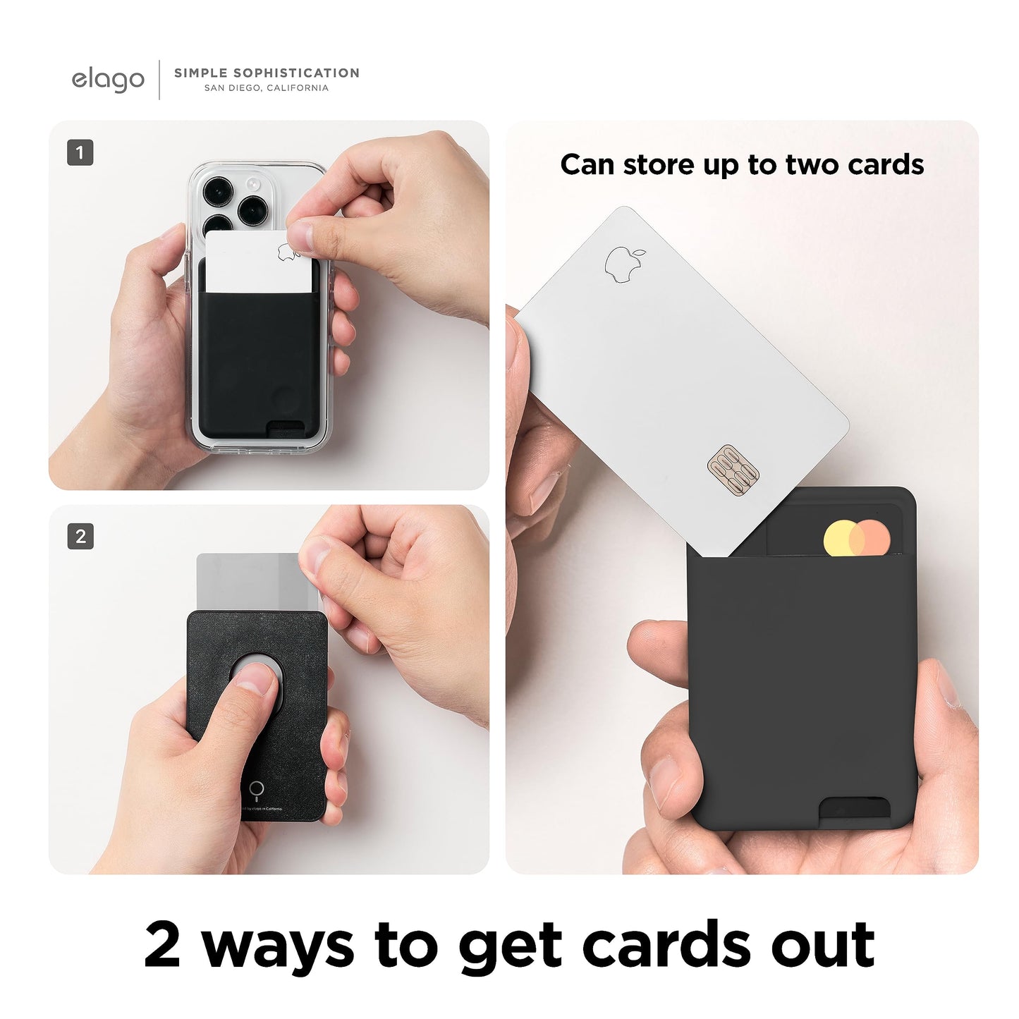Elago Magnetic Wallet Card Holder 2-Cards Compatible With Magsafe For Iphone 16/15/14/13/12 Series - Secure Phone Wallet, Long L