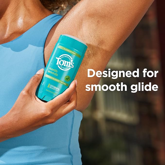 Tom’s of Maine North Woods Aluminum Free Natural Deodorant For Women & Men | Goes on Clear | Odor & Wetness Protection | Naturally Derived and Moisture-Locking Ingredients | 3.25 oz (2 Pack)