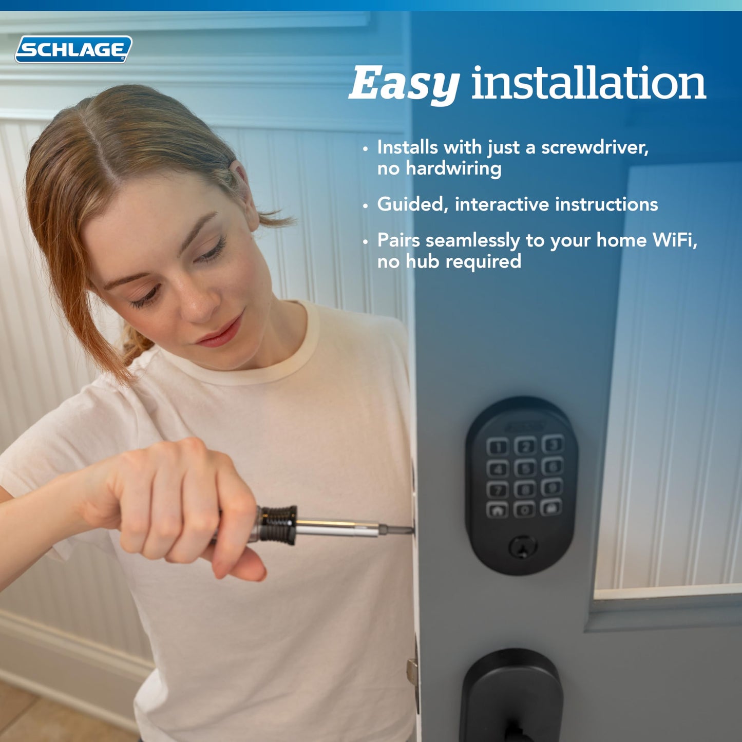 Schlage Arrive Smart Wi‑Fi Deadbolt Lock with Keypad, Keyless Entry Front Door Lock, App Control, Alexa and Google Home Compatible, Satin Nickel, BE459WB CEN 619