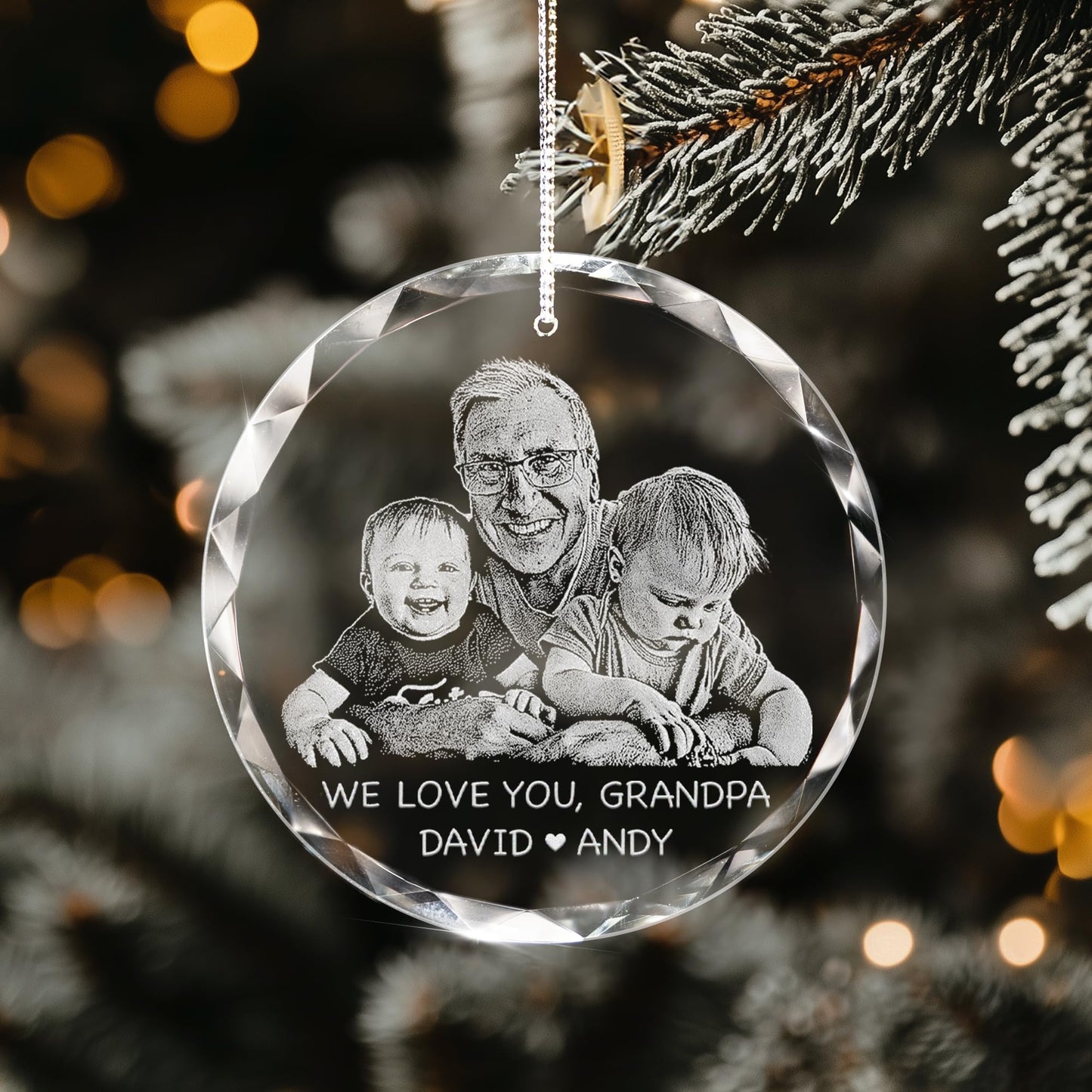 Lucy Engraving Custom Photo Crystal Glass Ornament - Personalized Engraved from Your Favorite Picture, 3 inches, Gift Box Included