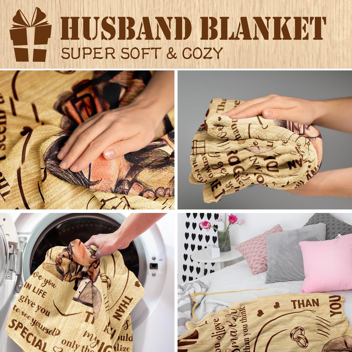 Neuturs Gifts for Husband Blanket, Husband Gifts from Wife, Husbands Birthday Gift, Romantic Fathers Day Christmas Wedding Anniversary Love Birthday Gift for Him Men, to My Husbands Blanket 60"X50"