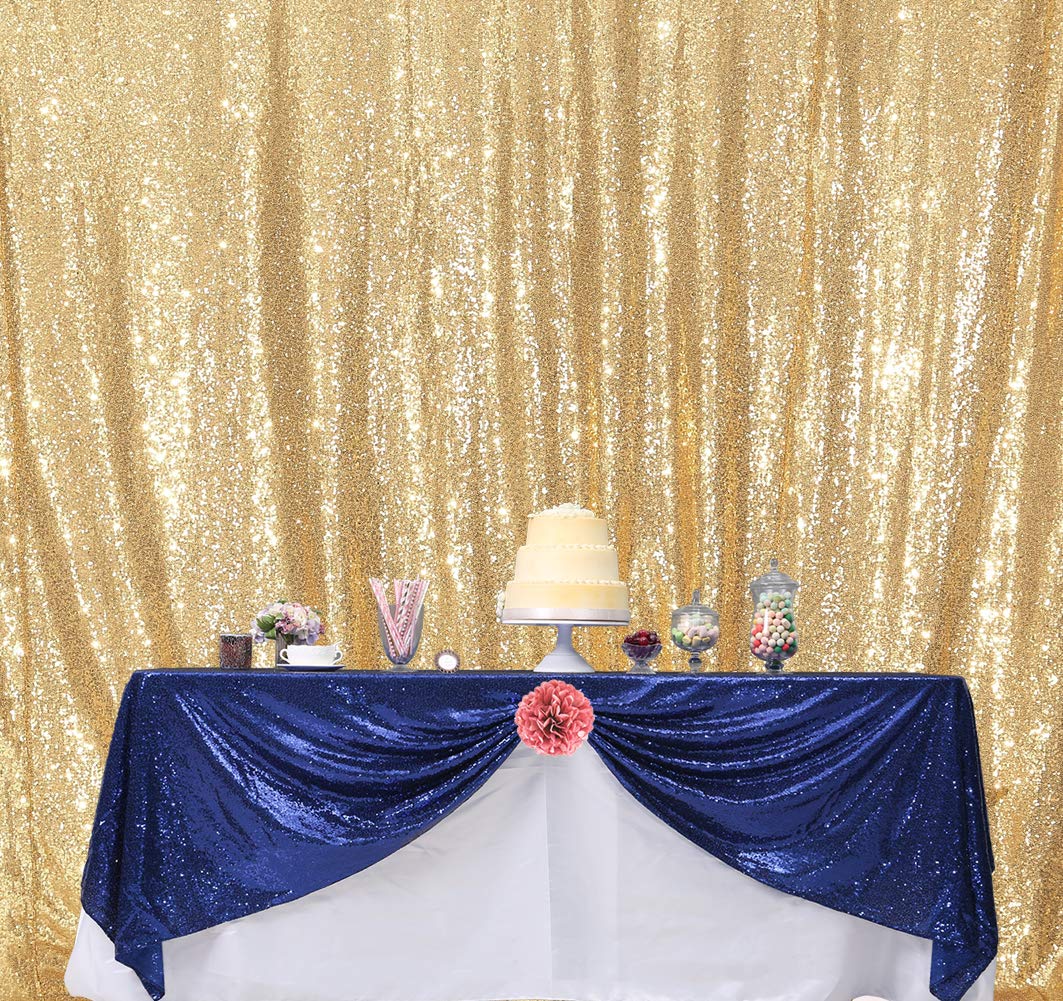 SquarePie Sequin Backdrop 10FT x 10FT Gold Photography Background Sparkly Curtain Selfie Wall for Wedding Party Decoration