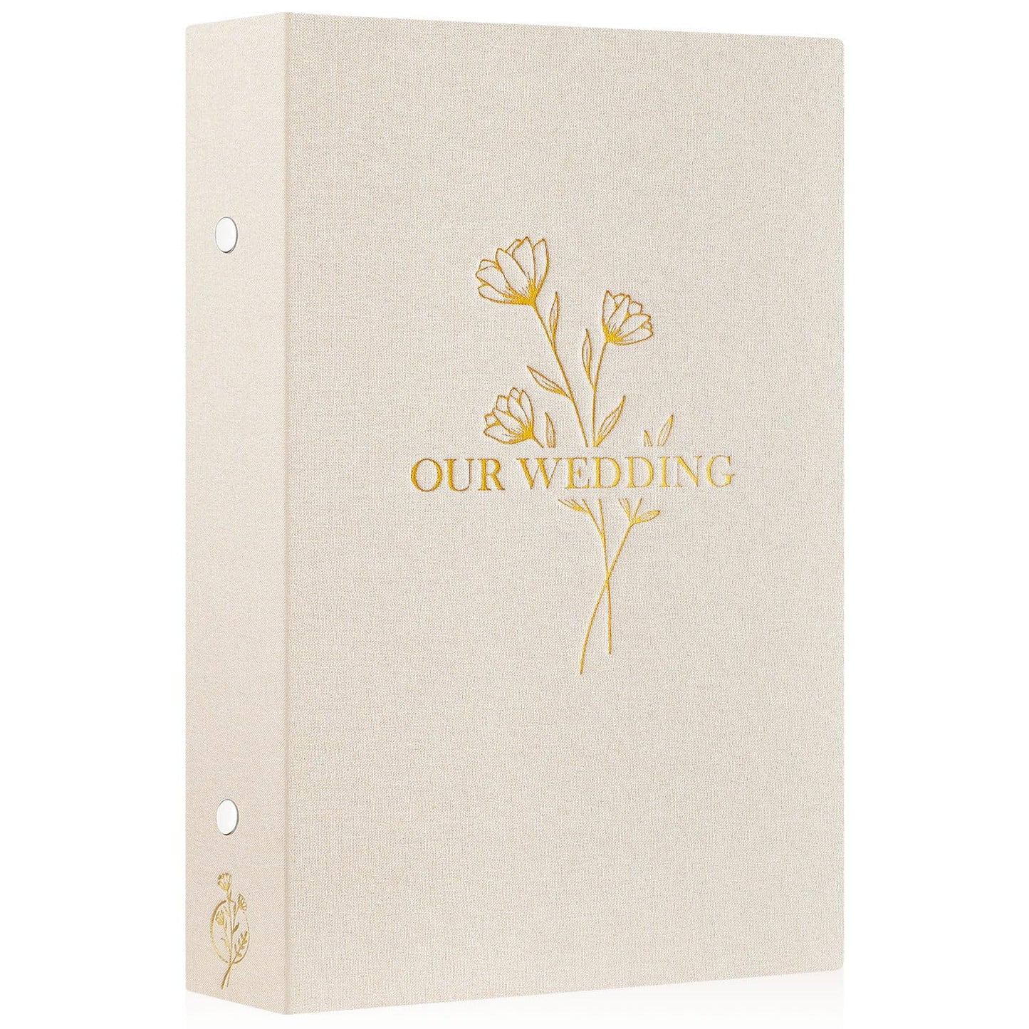 Lanpn Wedding Photo Album 4x6 300 Pocket Photos Slip in, Linen Cover Large Capacity Newlywed Marriage Album Hold 300 Horizontal Photos (Flower, Beige)