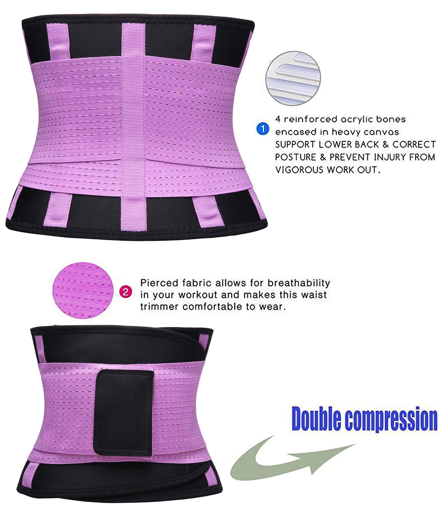 VENUZOR Waist Trainer Belt for Women - Waist Cincher Trimmer - Slimming Body Shaper Belt - Sport Girdle Belt (UP Graded)(Purple,Small)
