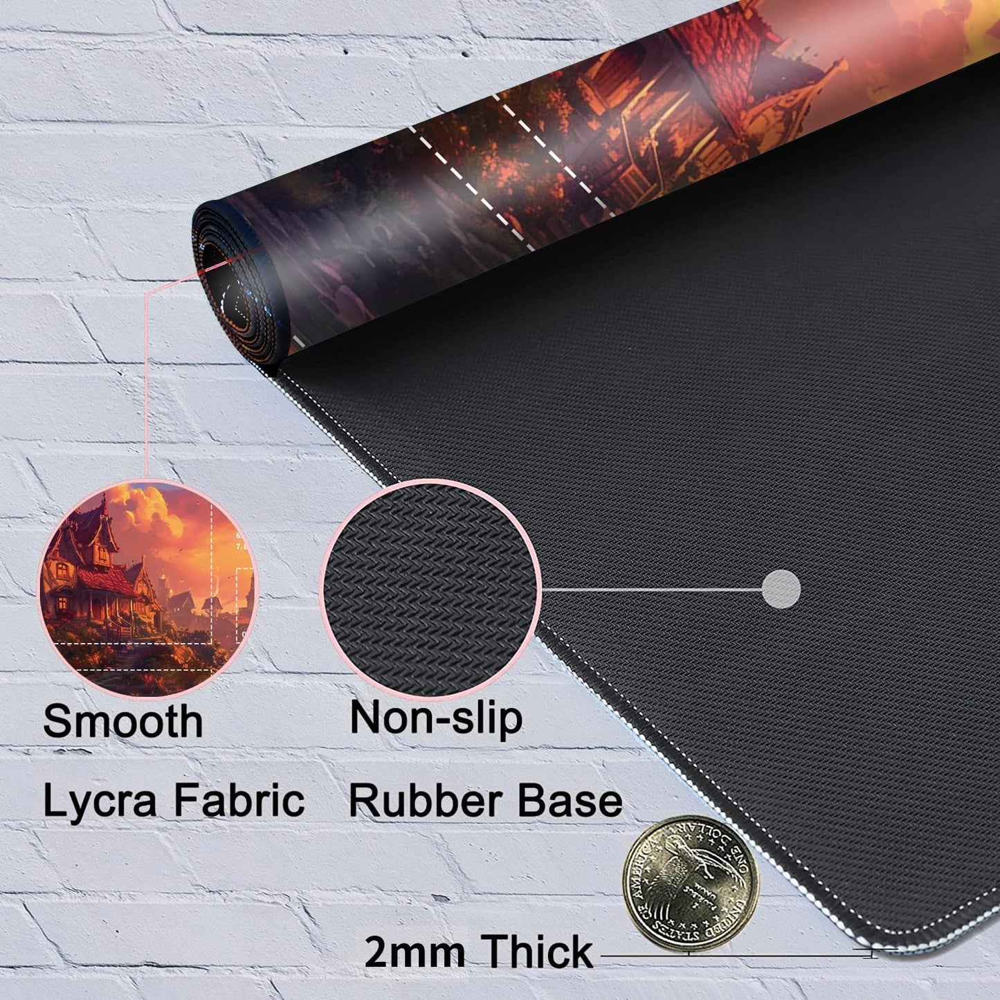 JANENFNA TCG Playmat with Magic Zones 24 x 14 inches Mousepad Compatible for MTG Trading Card Game Play Mats Smooth Rubber Surface Magic The Gathering Play Mat, Dream Castle