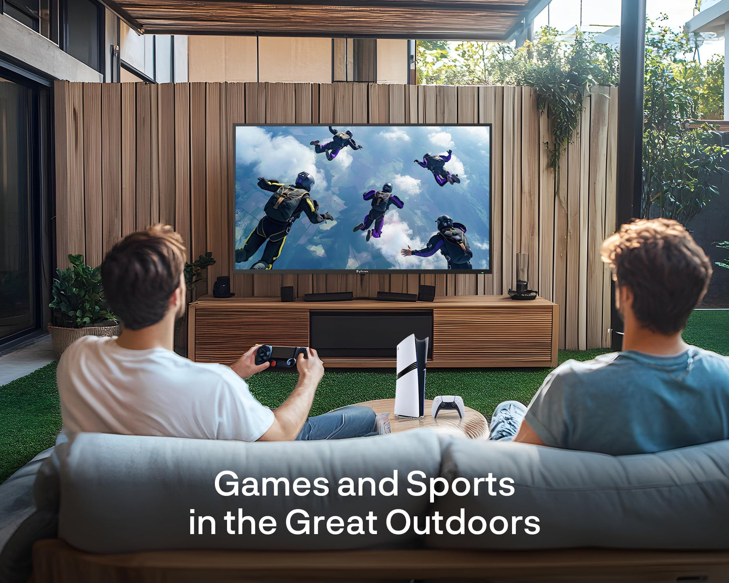 SYLVOX Outdoor TV, 75 inch 120Hz 4K Smart TVs, Weatherproof & IP55 Waterproof, Compatible with Google & Dolby Atmos, Support HDMI 2.1 & USB 3.0, 1000 Nits Outside Television for Gaming (2025 Model)