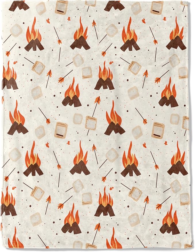 ainori Campfire Fleece Blanket - Lightweight Soft Cozy Gifts Throw for Camper Lovers,Women,Adult,Toasted Marshmallow Flame...