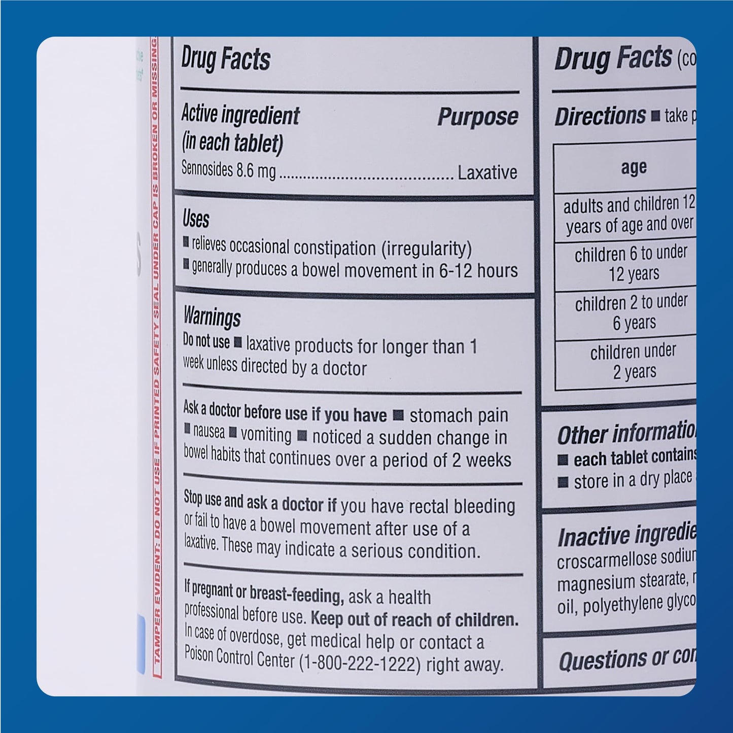 MAJOR Senna 8.6 mg Natural Vegetable Laxative Tablets - Made with Sennosides - 1000-Count (1-Pack)