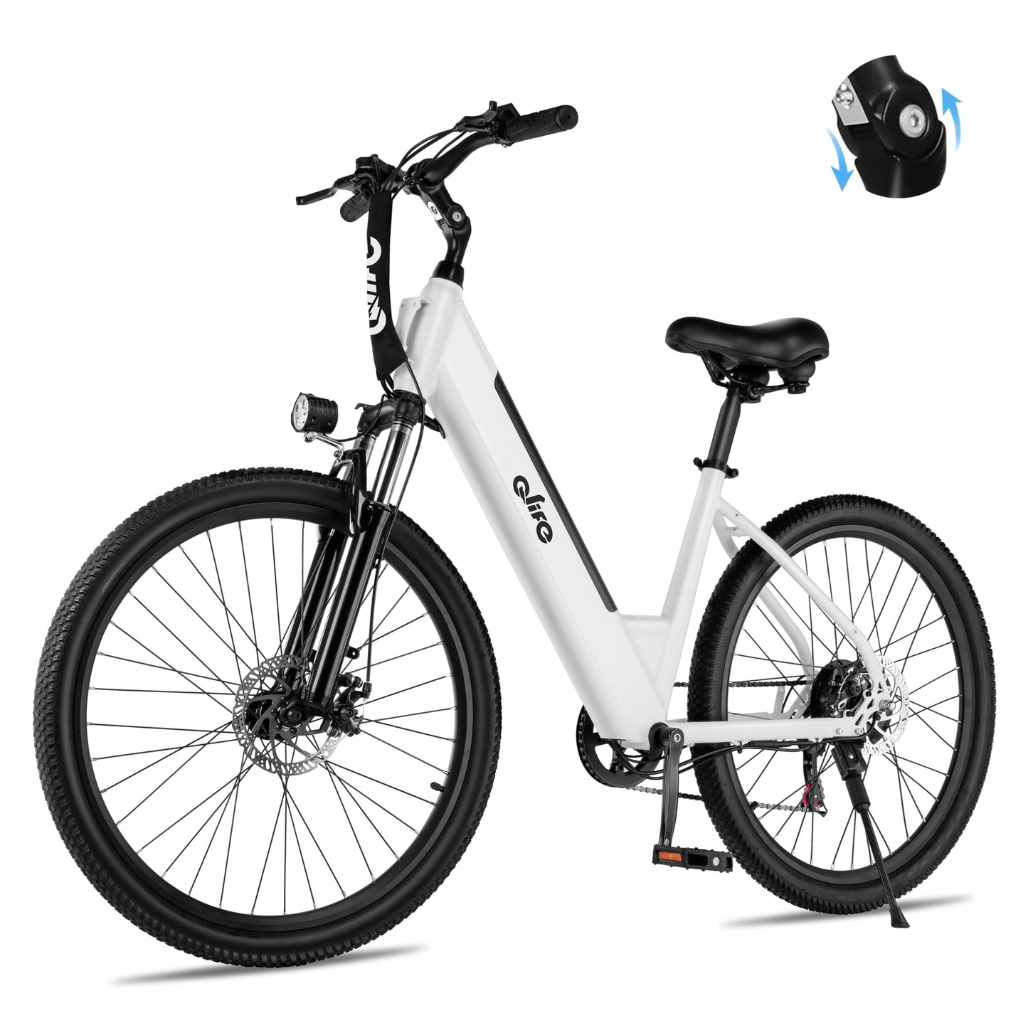 Qlife Cityone 26" Electric Bike for Adults, Peak 1000W/750W Step-Through Ebike, 40-55Miles Range, Up to 25Mph/22Mph, UL2849 Certified Removable Battery Ebikes with 7 Speed, Commuter E Bicycle, White